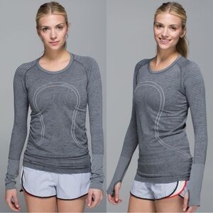 * Lululemon Swiftly Tech Long Sleeve Crew Heathered Slate size 4